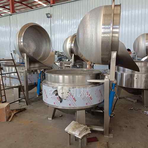 全自动鸭筐货卤煮锅动进料出料鸭架自鸭粥脖翻锅MRL可倾斜熬夹层