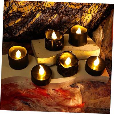 12PCS Flameless Black LED Electronic Candles Battery Operate