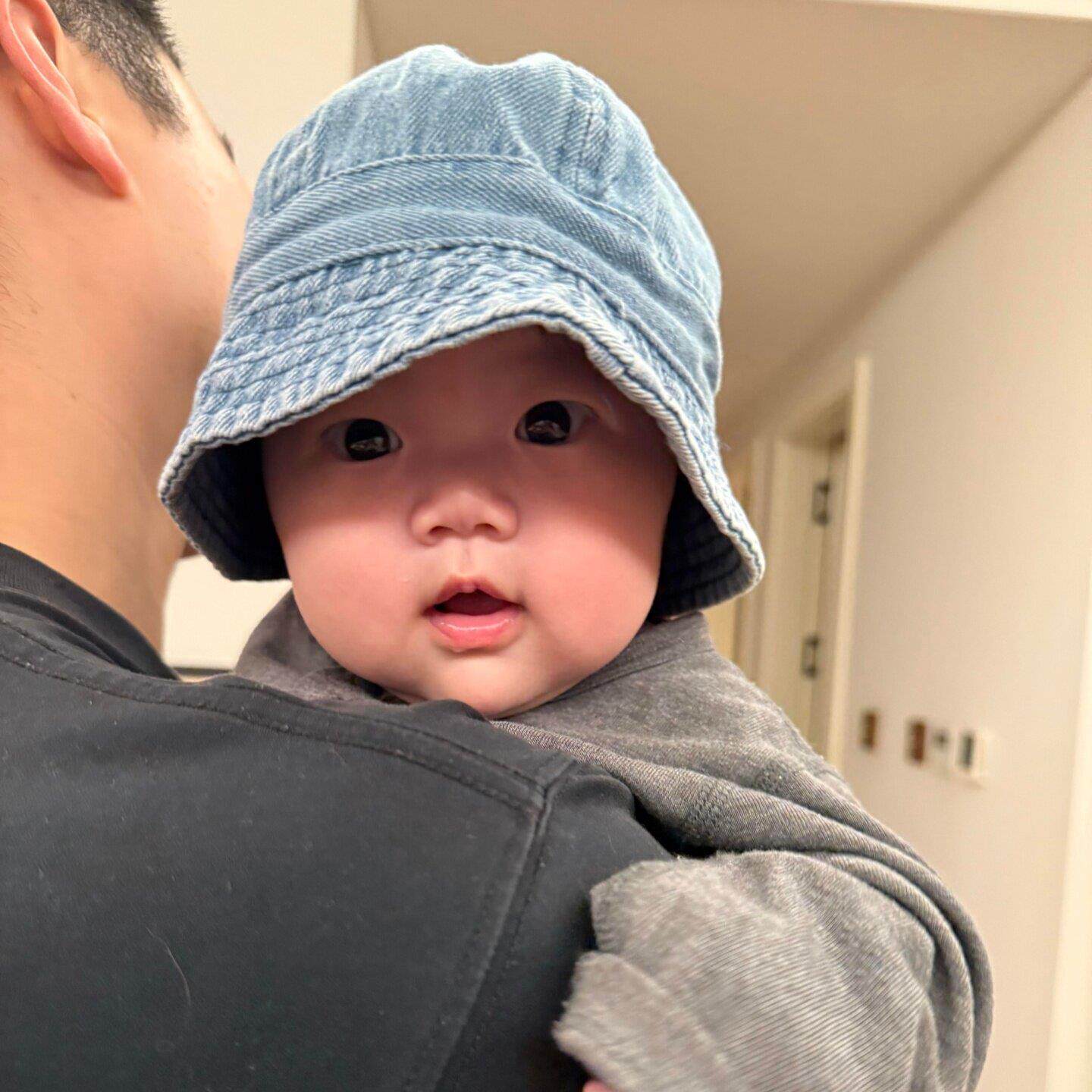 小月龄宝宝帽子春秋薄款婴儿牛仔渔夫帽韩版盆帽男女童遮阳防晒帽