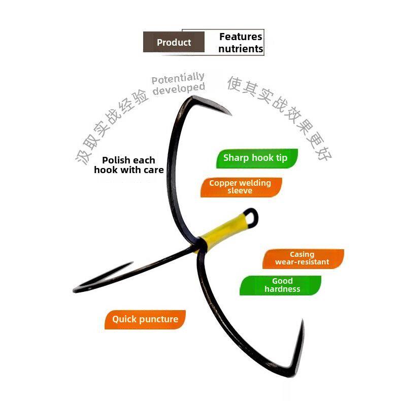 特大号三锚钩三本钩刀锋破鳞蝴蝶钩三角锚钩高碳钢巨物挂鱼钩矛鱼