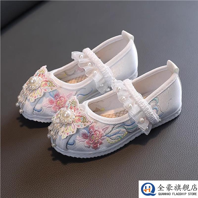 汉服鞋子女春老北京布鞋绣花鞋中国风公主鞋小学生古装表演舞蹈鞋