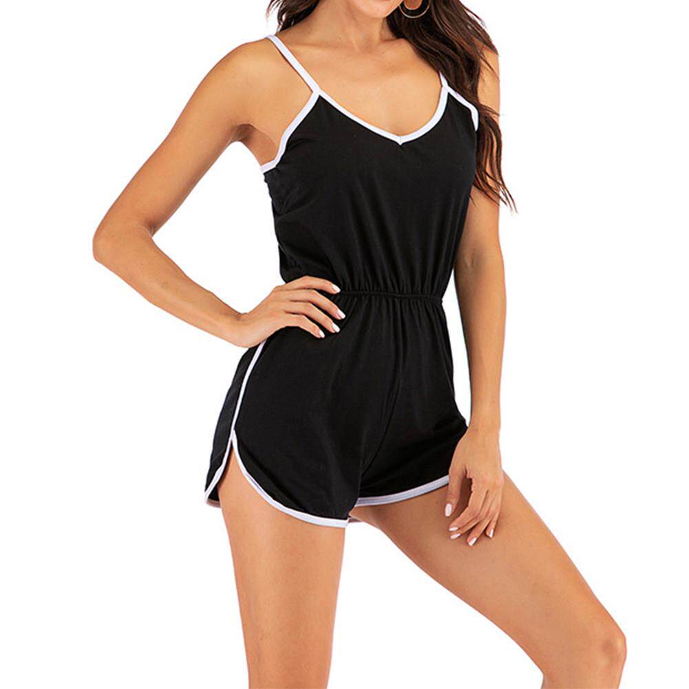 Yoga Solid Color Sling Bodysuit Shorts瑜伽纯色吊带连体衣短裤
