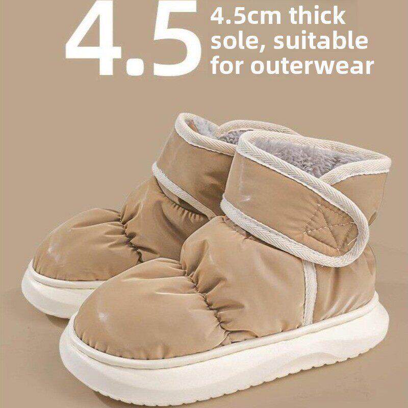 防水雪地靴女款冬季2026新款加绒加厚底情侣外穿保暖包跟棉拖鞋女