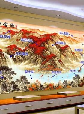 浮雕山水电视背景墙纸复古中式立体壁纸客厅墙贴自粘影视墙布壁画
