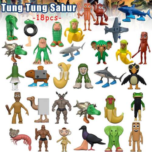Italian Brainrot Tung Sahur Figure Toy Tralalero Tralala Fig