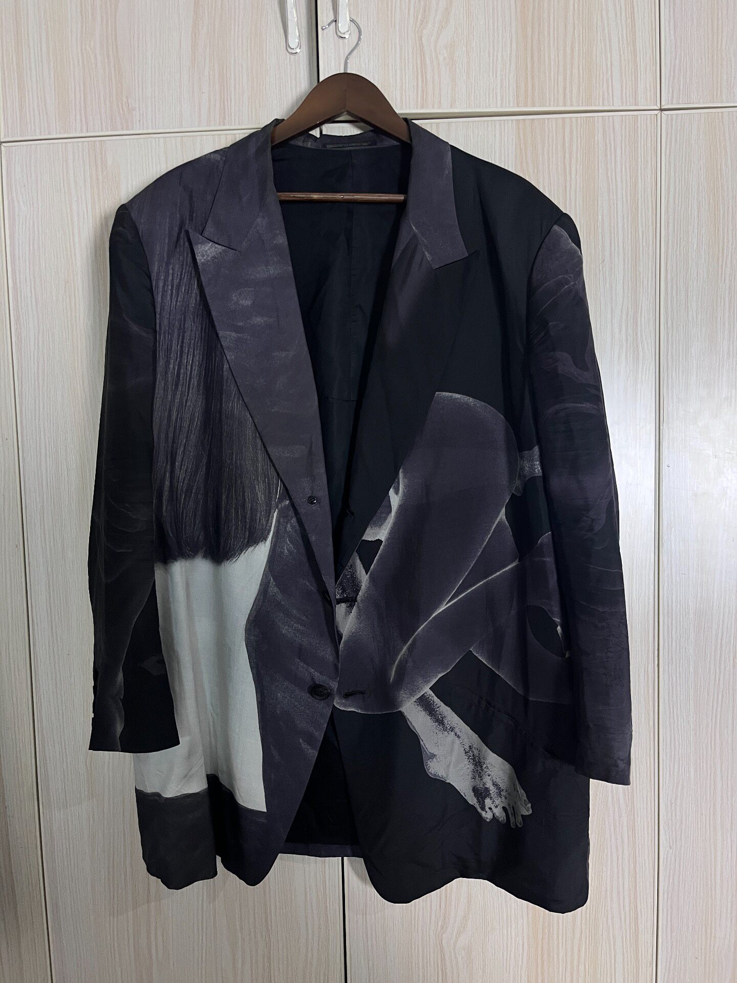 Yohji Yamamoto Nude Print Black Blazer