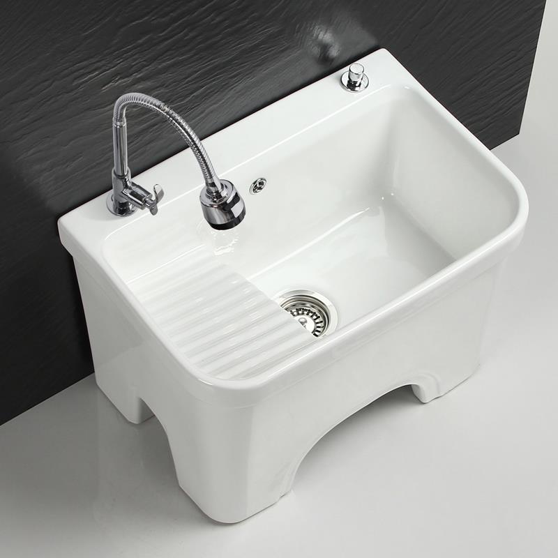 A1间0池604L陶瓷拖把带搓衣板洗衣洗地拖槽把池盆家用卫生大小号