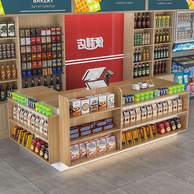 超市收银台便利店前台多层储物吧台店铺文具店小型柜台转角接待台