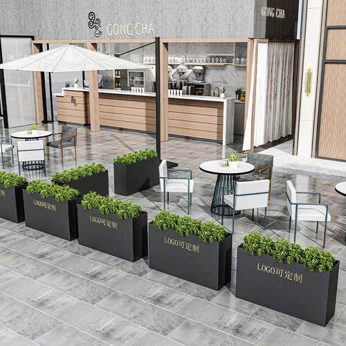 户外不锈钢花箱组合商业街酒店外摆花槽隔断铁艺花池广场花坛市政