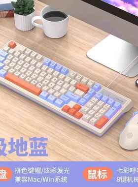 蝰蛇KM800机械手感游戏键盘鼠标套装有线USB电脑笔记本女生98键
