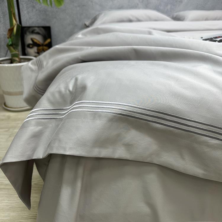 极简轻奢 埃及长绒棉140支1200根床品四件套刺绣被套床单枕套