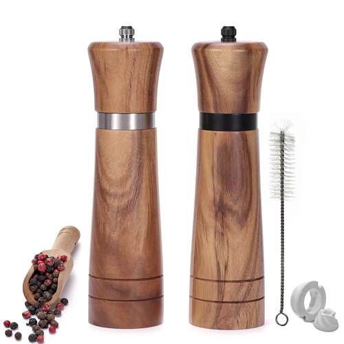 Pepper Grinder, Wood Salt and Pepper Grinder Mills Sets (inc