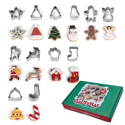 12P Christmas Cookie Cutter Set Stainless Steel Baking Tools