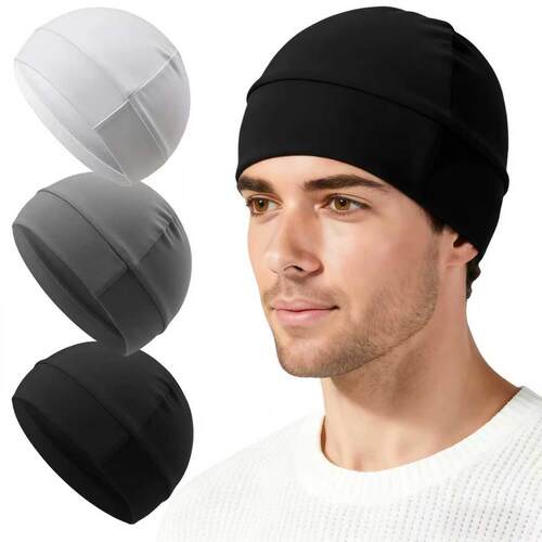3pcs Simple Style Plain Color Skull Beanie for Men & Women