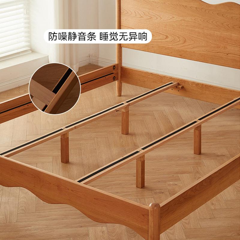 北欧实木床樱桃木小户型1.5m家用日式双人床1.8m复古原木主卧婚床