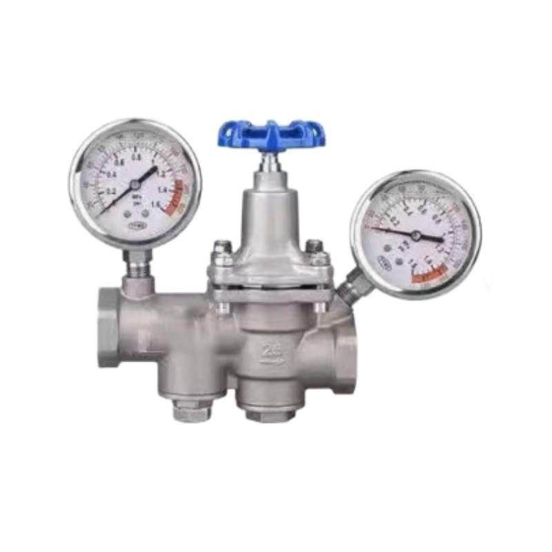 不锈钢304一体式带过滤器带双压力表减压阀双表过滤器蒸汽减压阀
