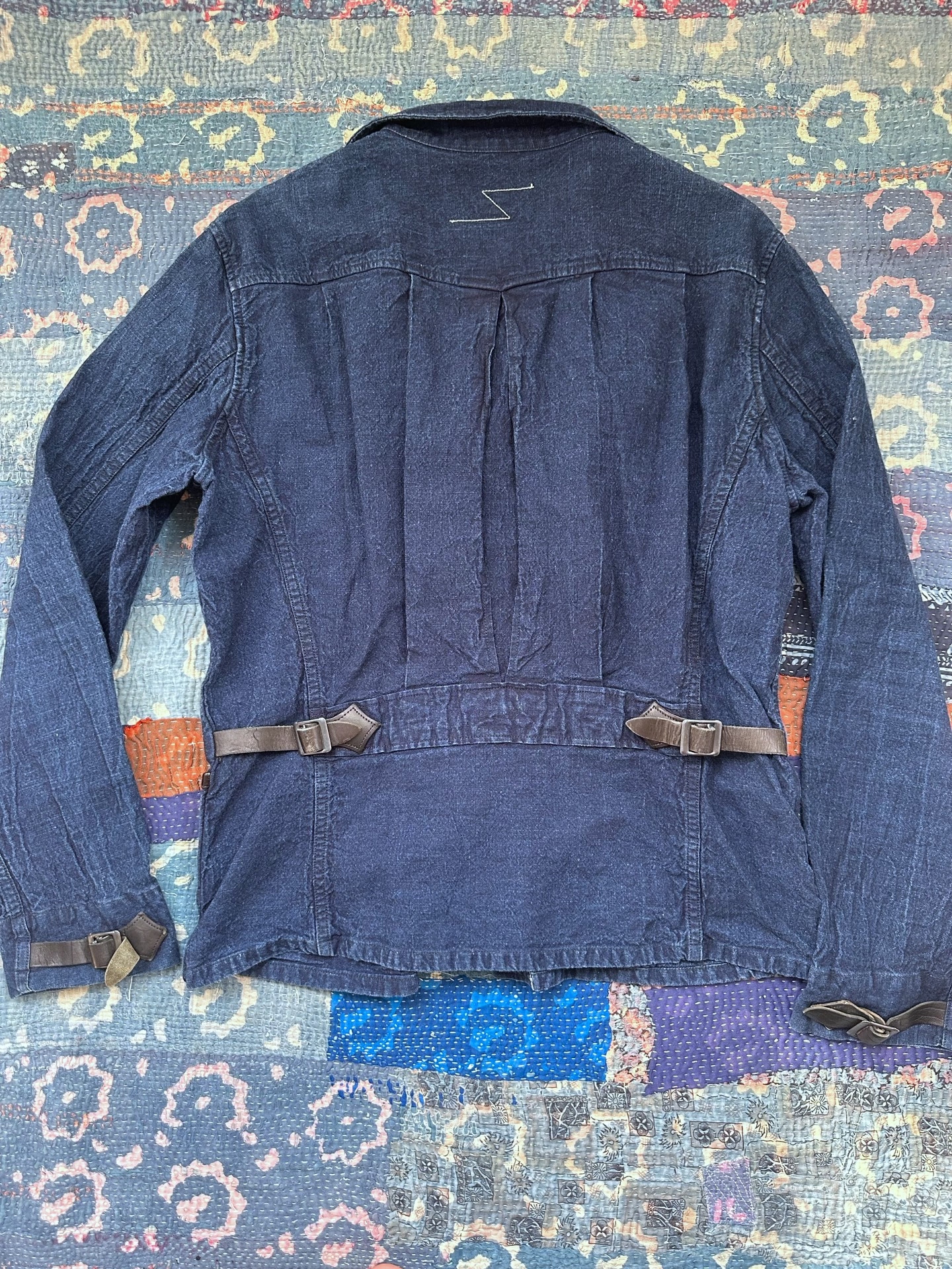 Mister Freedom Indigo Leather Patchwork Jacket — front
