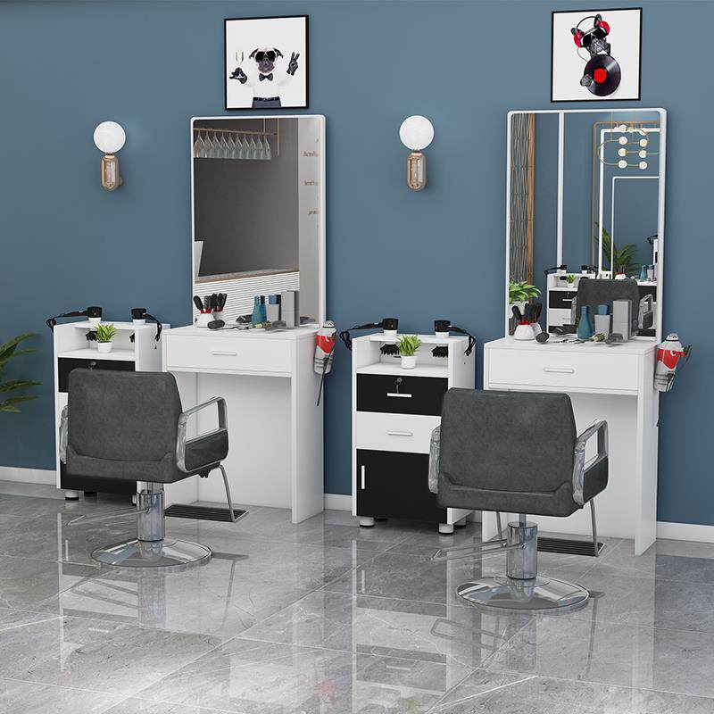 N5带灯美发店镜子镜仿妆F766M68M化妆廊镜台双面发镜子大理石梳纹