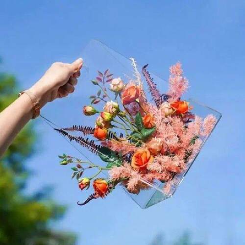 Transparent Flower Bags Portable Flower Basket Handheld