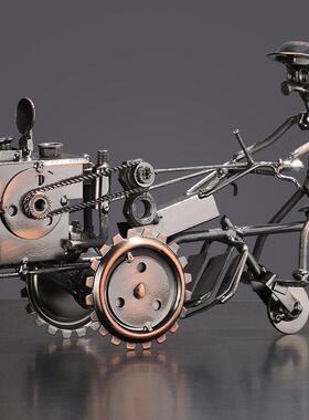 覆古铁艺拖拉机金属模型摆设创意书桌家庭家居装饰工艺礼品摆饰书