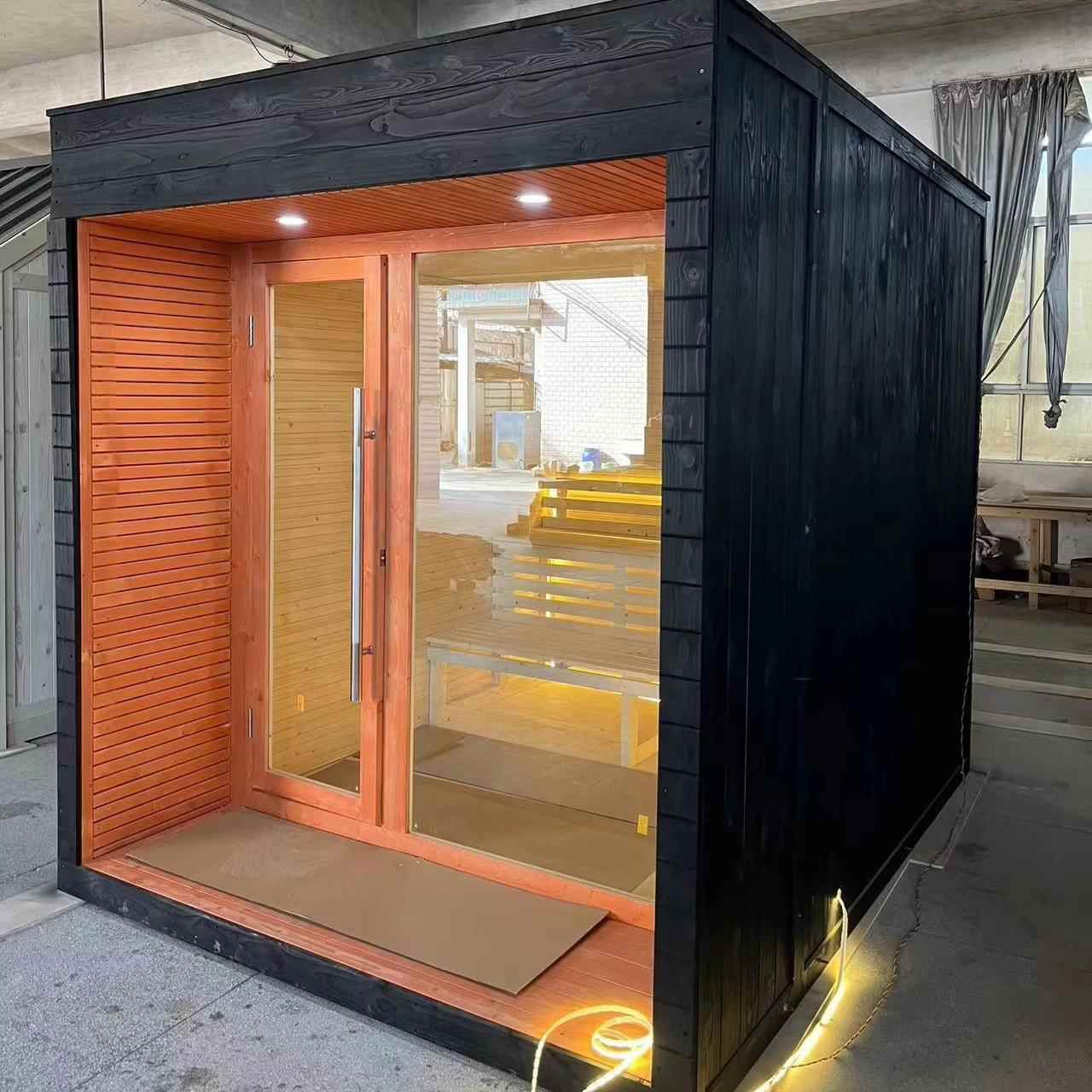 室外桑拿小屋,天然木材饰面,任何东西都可以