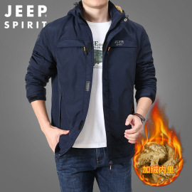 JEEP SPIRIT休闲夹克男外套秋冬款秋装衣加厚潮加绒HL2819B