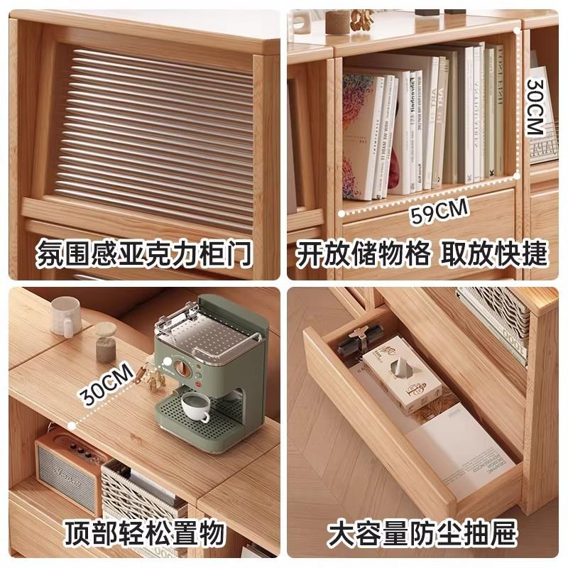 茶水柜置物柜家用靠墙边柜子客厅落地实木组合餐边柜矮柜厨房斗柜