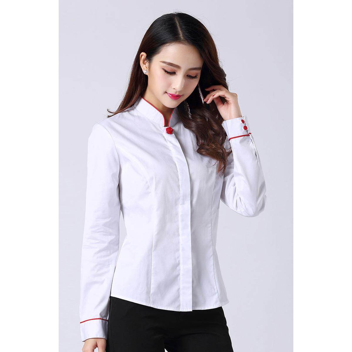 高档中信银行制女服式衬衫长袖短袖修身服商务制装半领袖工作服立