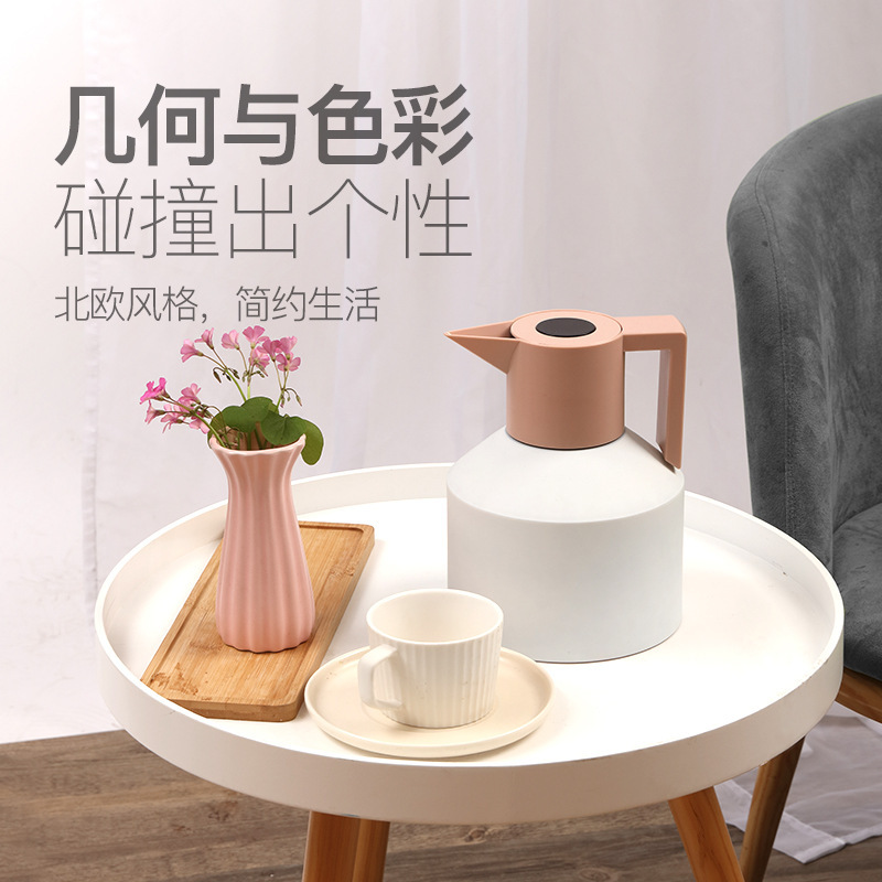 4不锈钢双层保温壶丹麦欧式几何风格保温瓶家居礼品咖啡壶