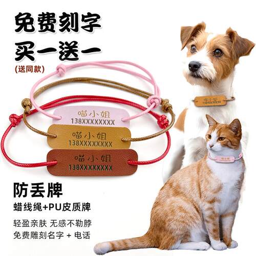 宠物名牌定制名字刻字牌轻便项圈猫咪狗狗防丢失项圈超清无感AR