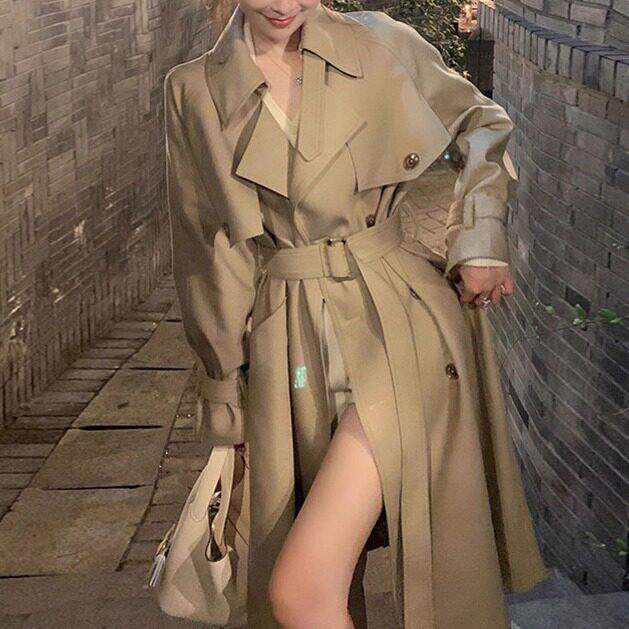 Ethmmia英伦风新款双排扣高级感风衣外套女韩系小个子大衣中长款