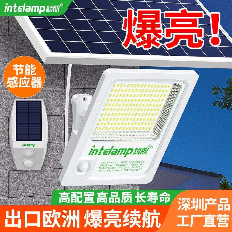 颖朗太阳能灯户外庭院感应互控灯家用大功率超亮照明投光灯路灯