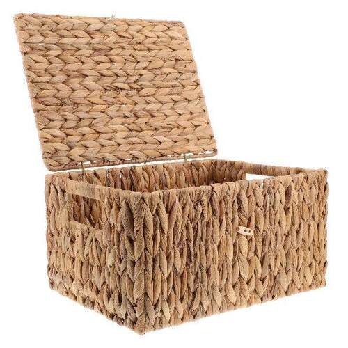 Straw Storage Box Bin with Lid Basket Decorative Boxes Cube