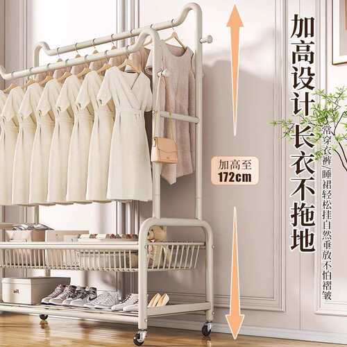 衣帽架落地衣架卧室内家用晾衣架简易衣服收纳置物架双杆挂衣架子