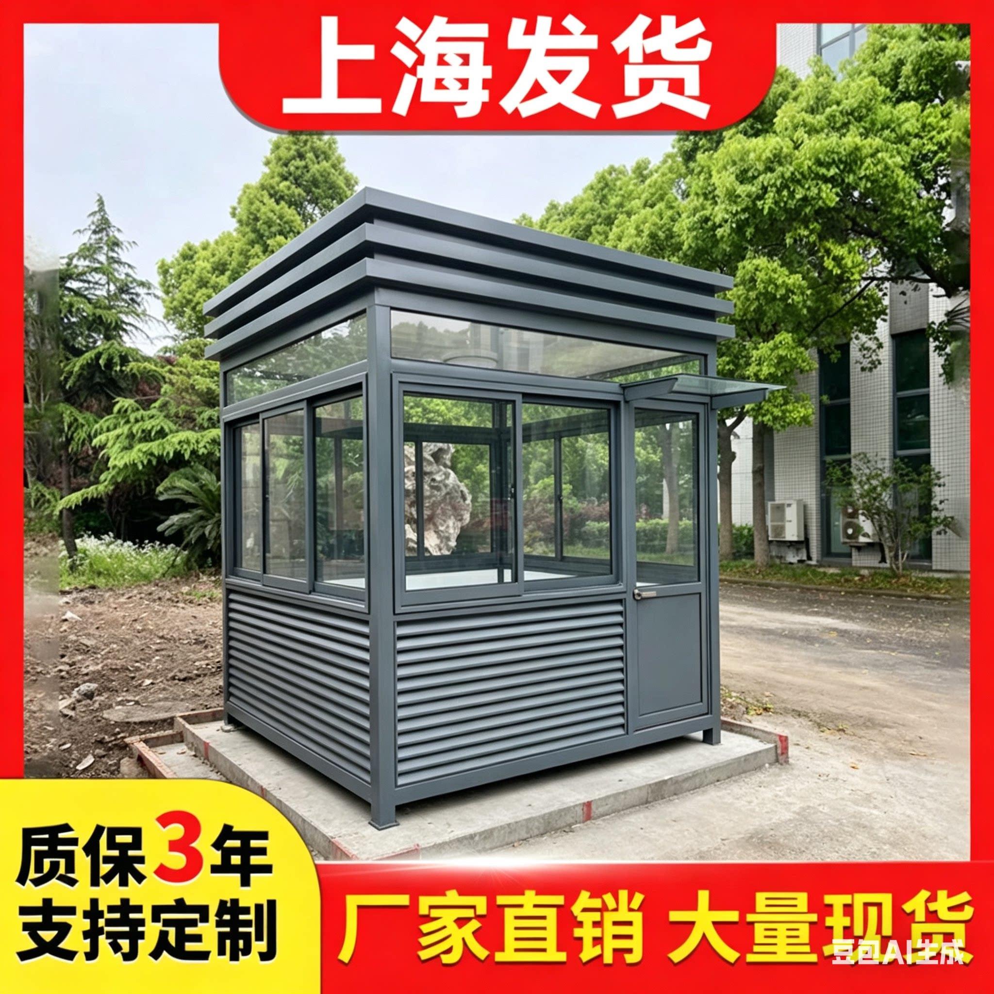 岗亭钢结构不锈钢保安值班门卫亭收费椭圆金属雕花板成品现货岗亭