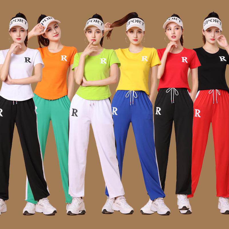 洛神夏季广场舞服装新款套装短袖运动健身操鬼步舞团队演出舞蹈服