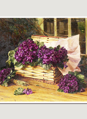 约瑟夫《Still Life with Violets》花卉挂画餐厅客厅装饰画字画