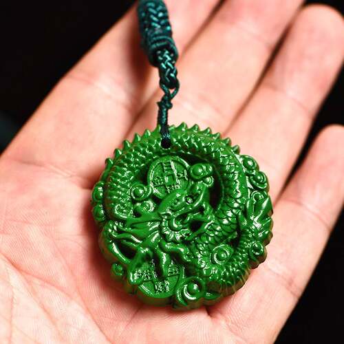 绿色桃木实木飞龙吊坠挂件木头十二生肖木质龙吉祥物装饰工艺礼品