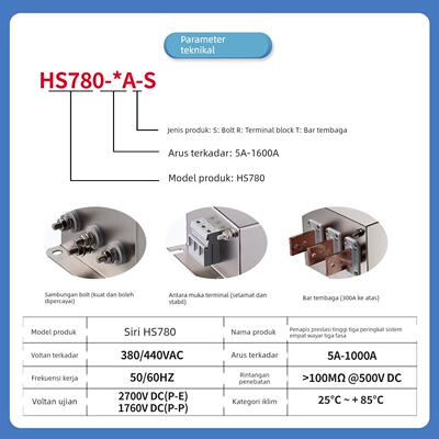 HS780三相四线三级交流EMI电源滤波器380V440V抗干扰EMC谐波净化
