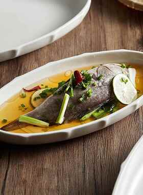 Jm雅旗城县家用蒸鱼盘高价值精致日式餐盘高端鱼盘陶瓷餐具