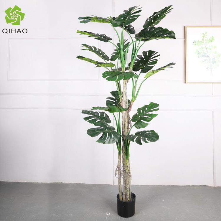 仿真绿植龟背树盆栽 家居办公室盆景摆件 北欧仿真龟背树现货