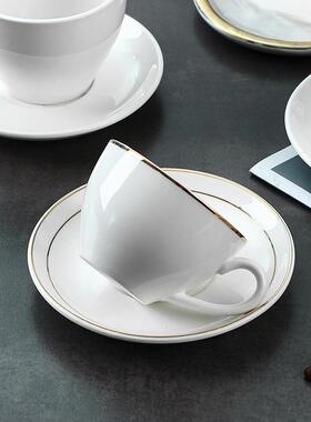 白色陶瓷咖啡杯套装美式咖啡杯碟金线 线奶茶欧式下午茶杯可定制l