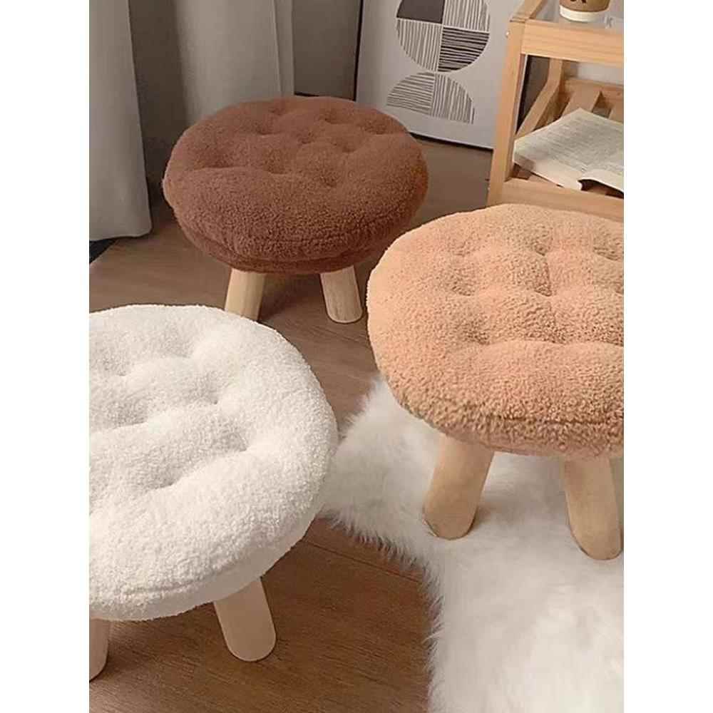 米悦小凳子家用矮凳久坐舒适客厅圆凳卧室创意儿童椅子实木板凳沙