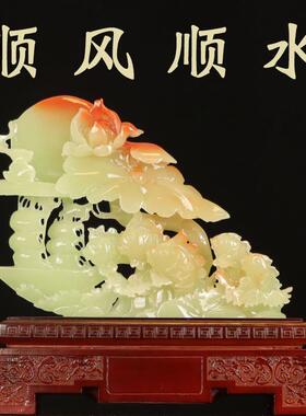 顺风顺水帆船摆件招财合成玉客厅办公室酒柜高档装饰公司开业礼品