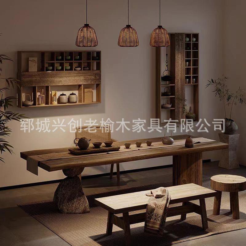 实木博物古架多宝壁挂式董置阁架老榆木紫咨询砂壶古瓷器展示架