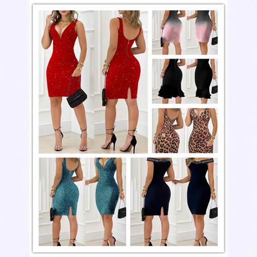 Women's deep hip skirt with suspender and backless slit