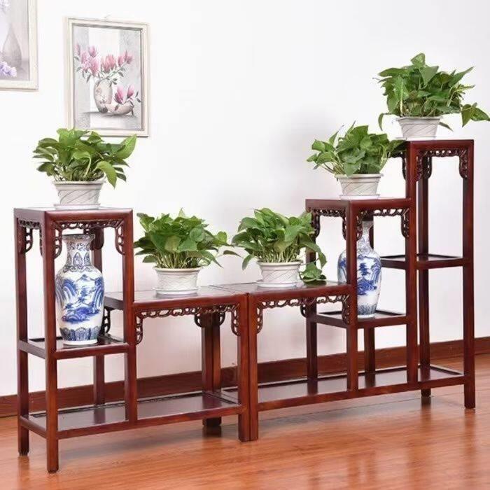 实木花架,花桌,客厅阳台,室内多层木花盆,花卉,中国植物储藏