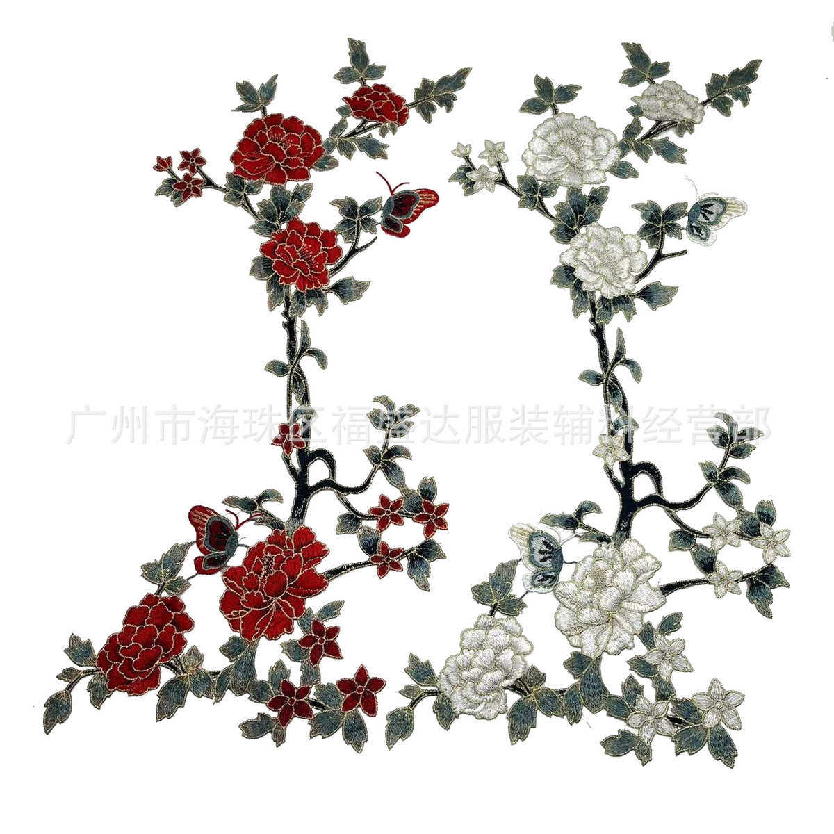 大号刺绣贴花 复古旗袍水溶花朵 服饰装饰配料 汉服布贴无背胶