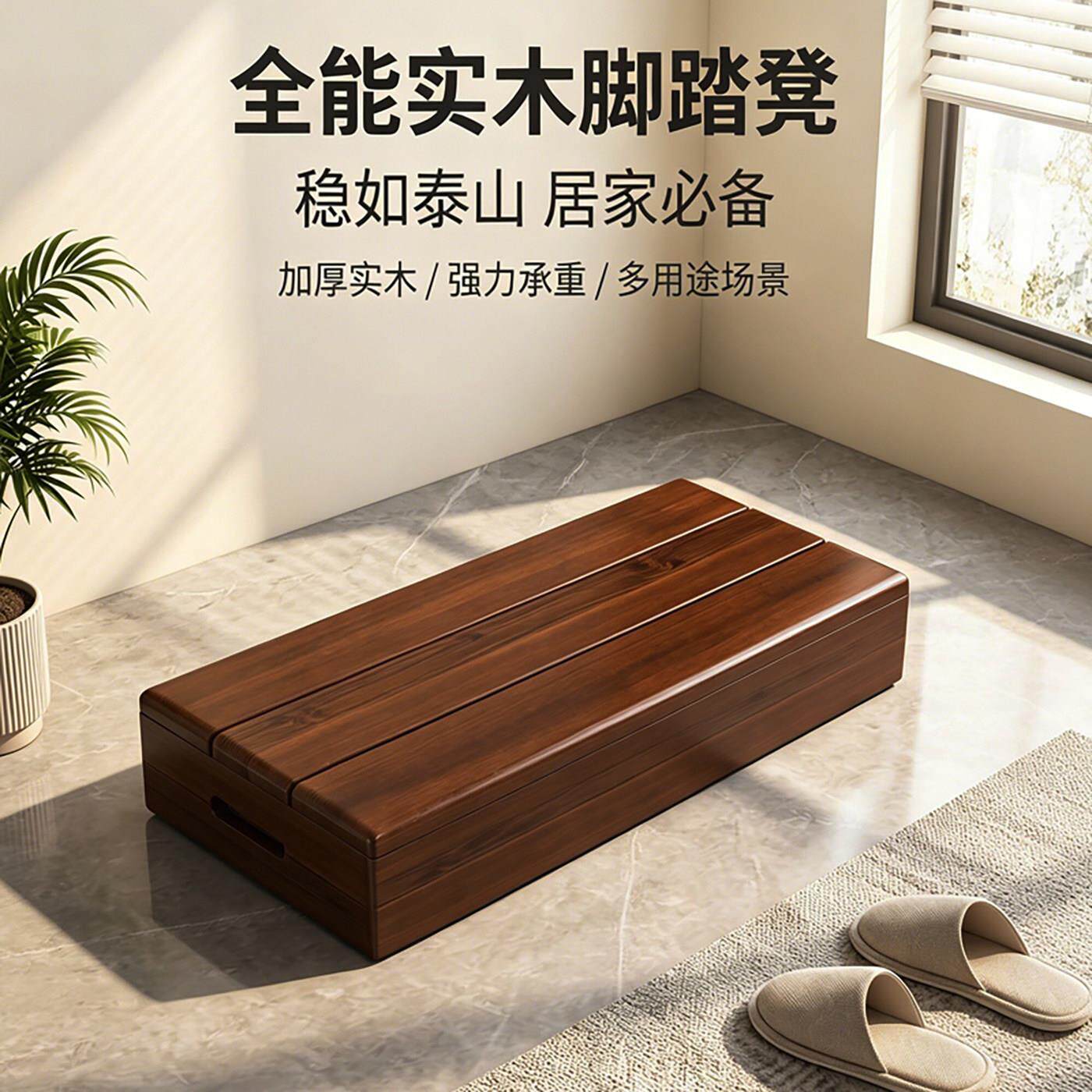 实木脚踏凳家用沙发搁脚台厨房增高垫脚踩脚台阶矮凳浴室防滑踏凳