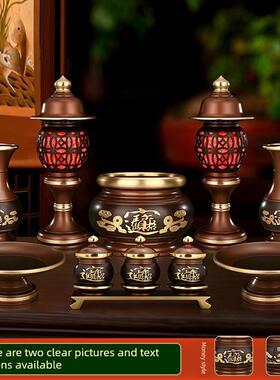 铜制莲花祭套、佛前拜灯、天长灯、花瓶、净水瓶、果盘、香炉杯饰